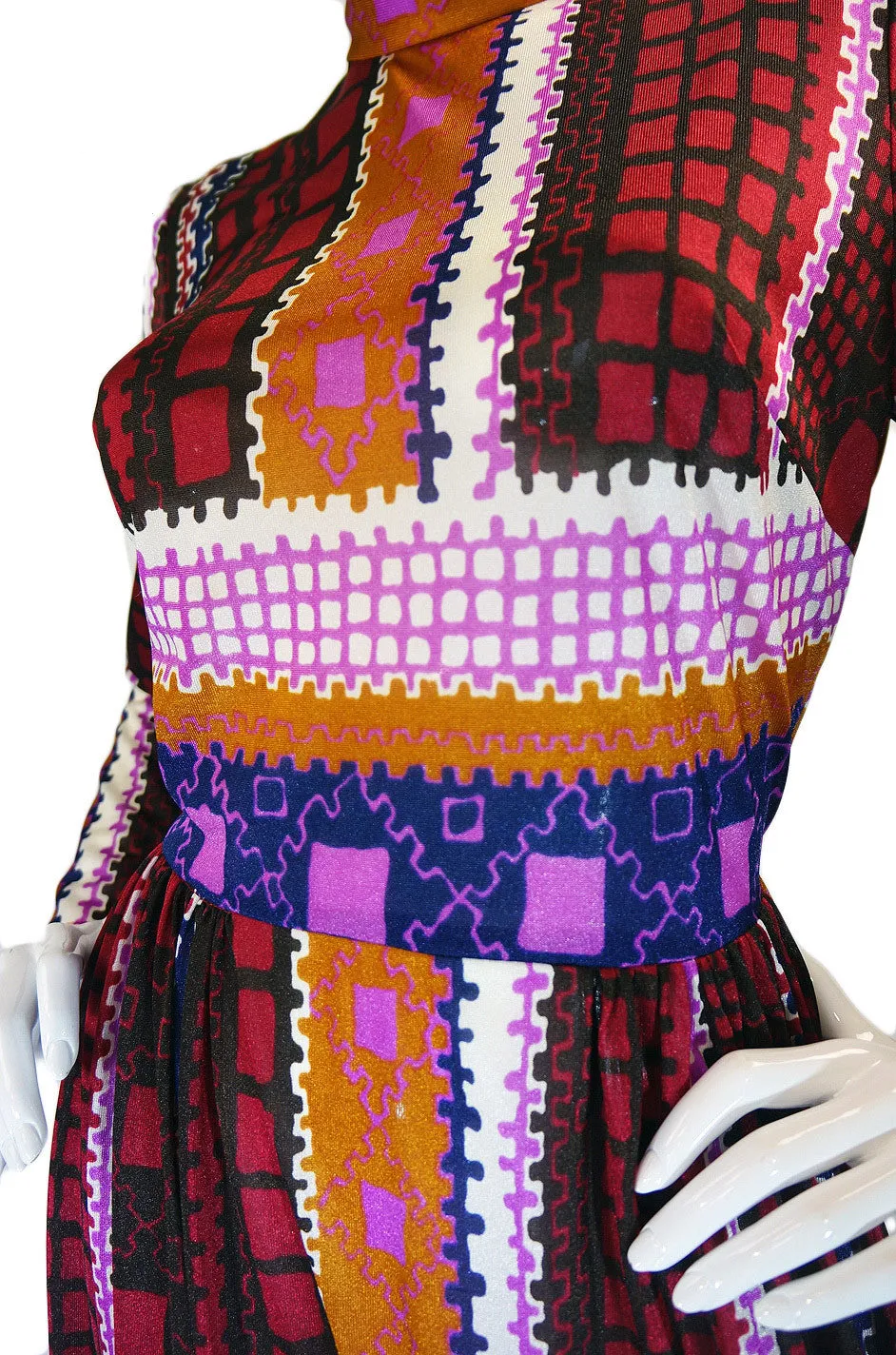 1970s Jean Varon Printed Maxi Dress