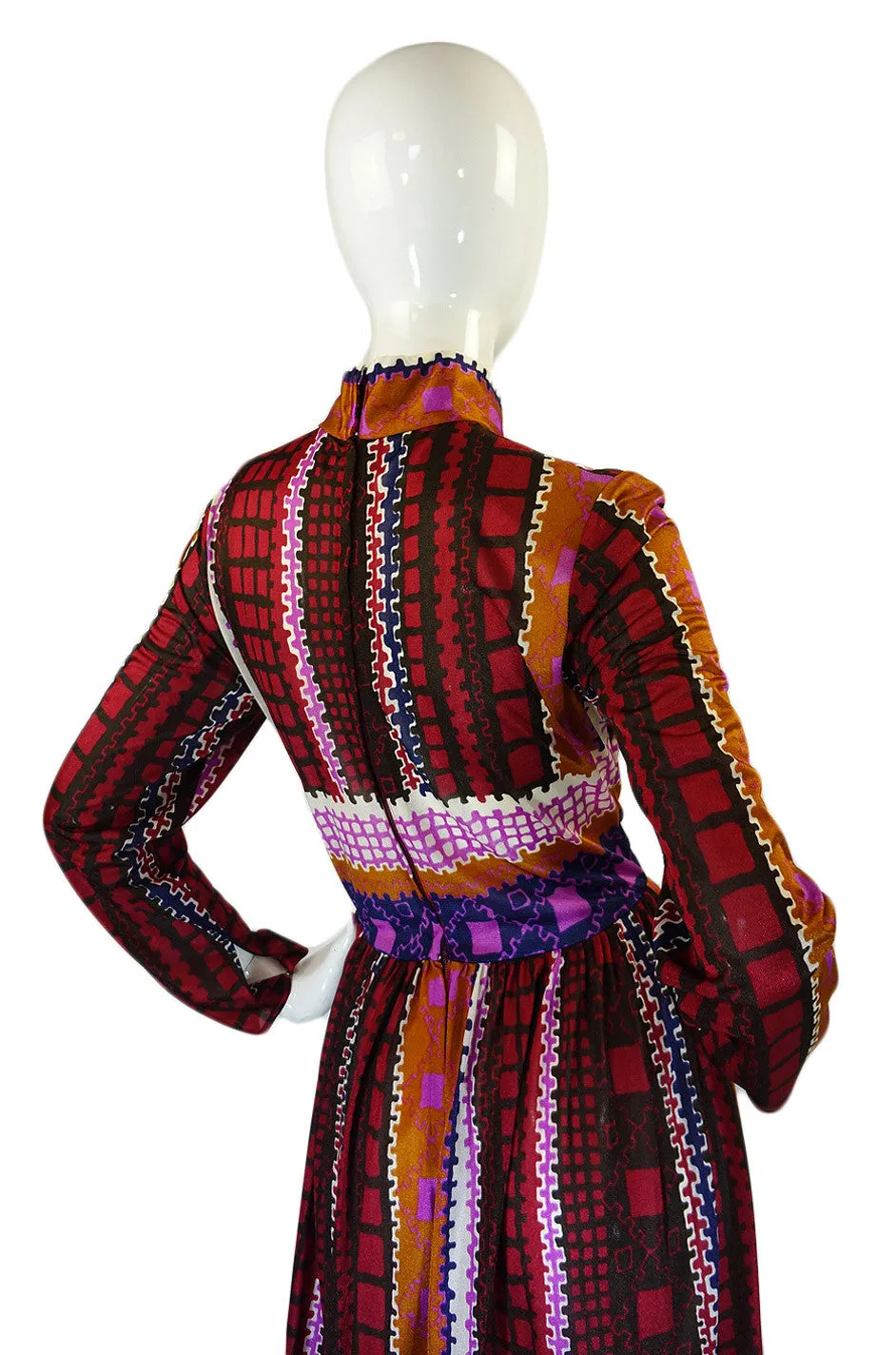1970s Jean Varon Printed Maxi Dress