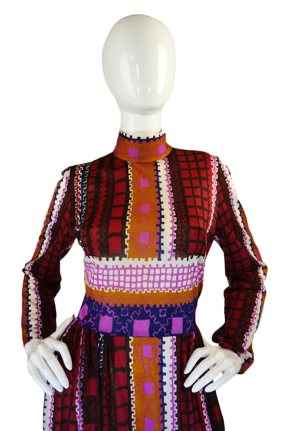 1970s Jean Varon Printed Maxi Dress