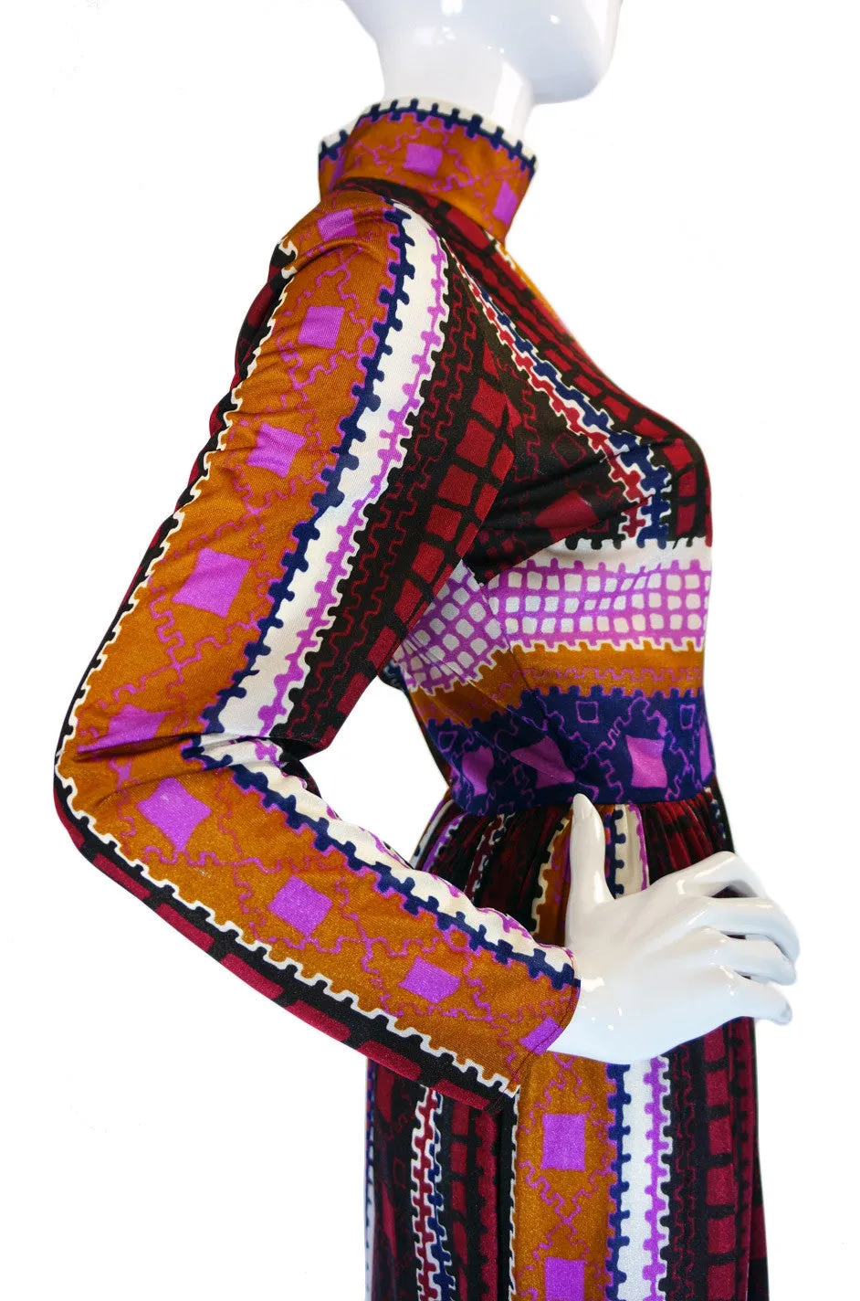 1970s Jean Varon Printed Maxi Dress