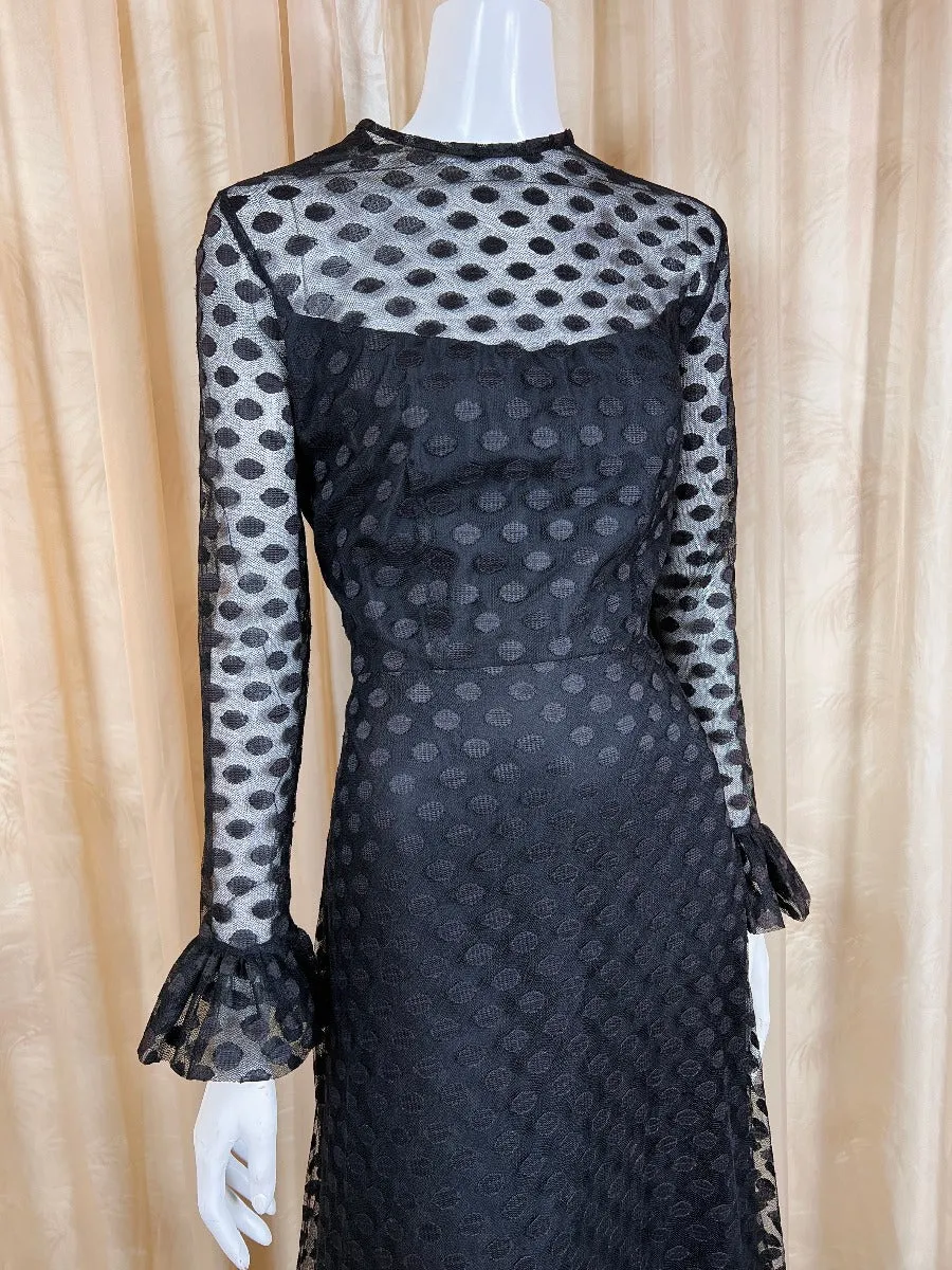 1970's Mesh Polka Dot Maxi Dress