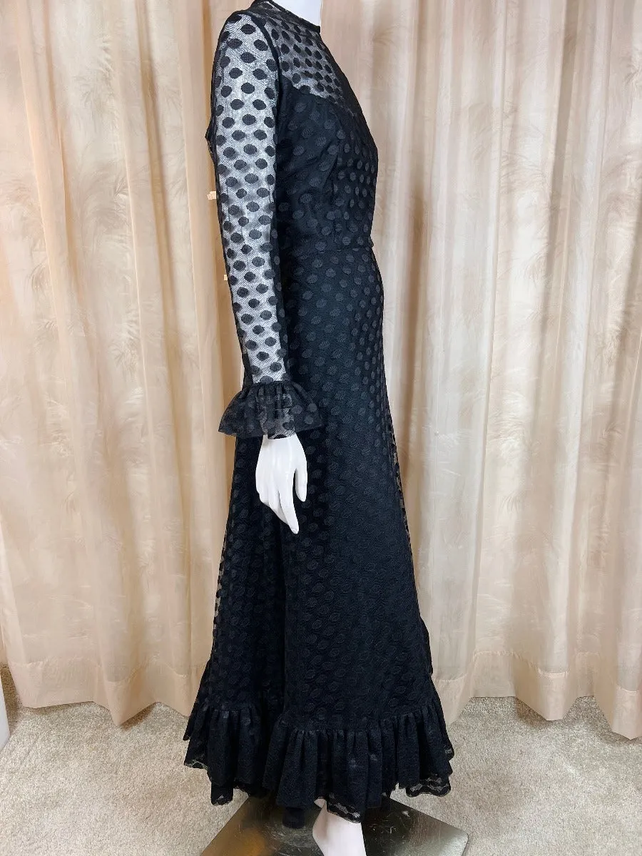 1970's Mesh Polka Dot Maxi Dress