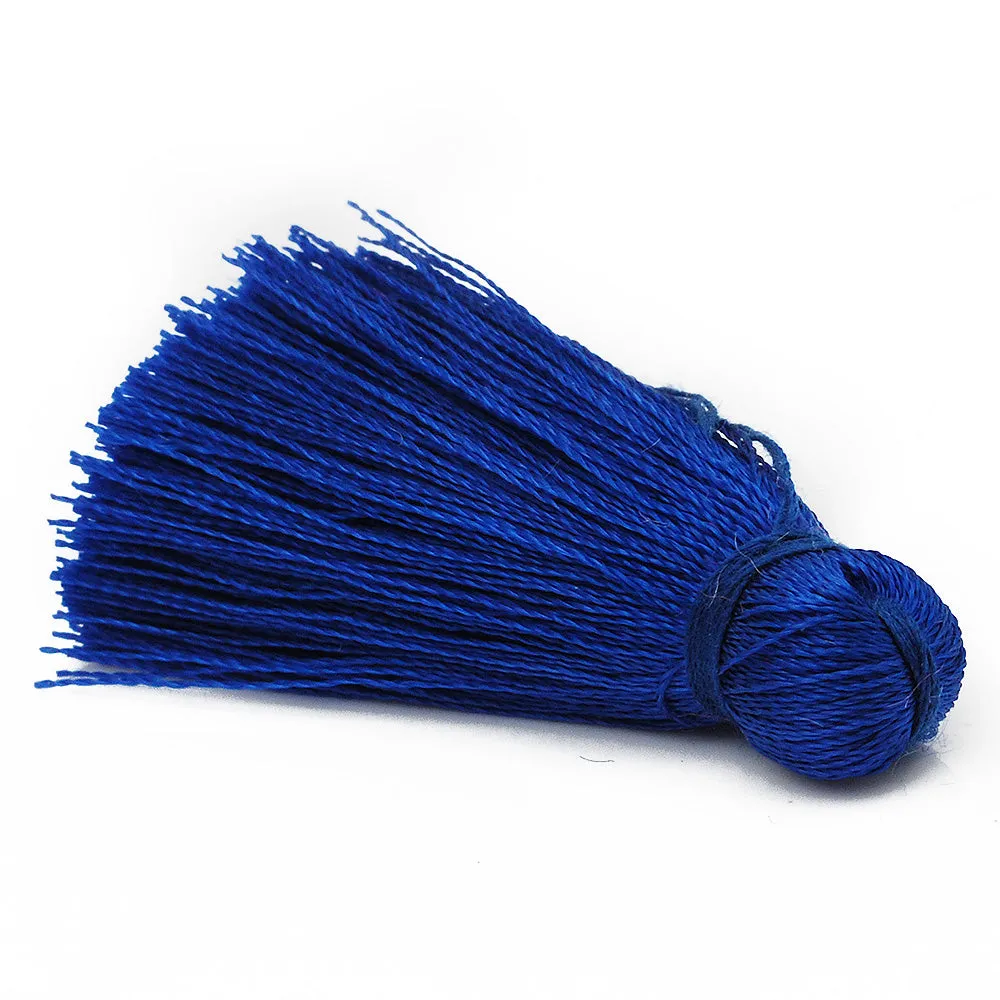 4cm Silky Tassels,Sapphire Blue Handmade Long Jewelry Tassels,Fashion Mala Necklace Tassels, 20pcs/lot