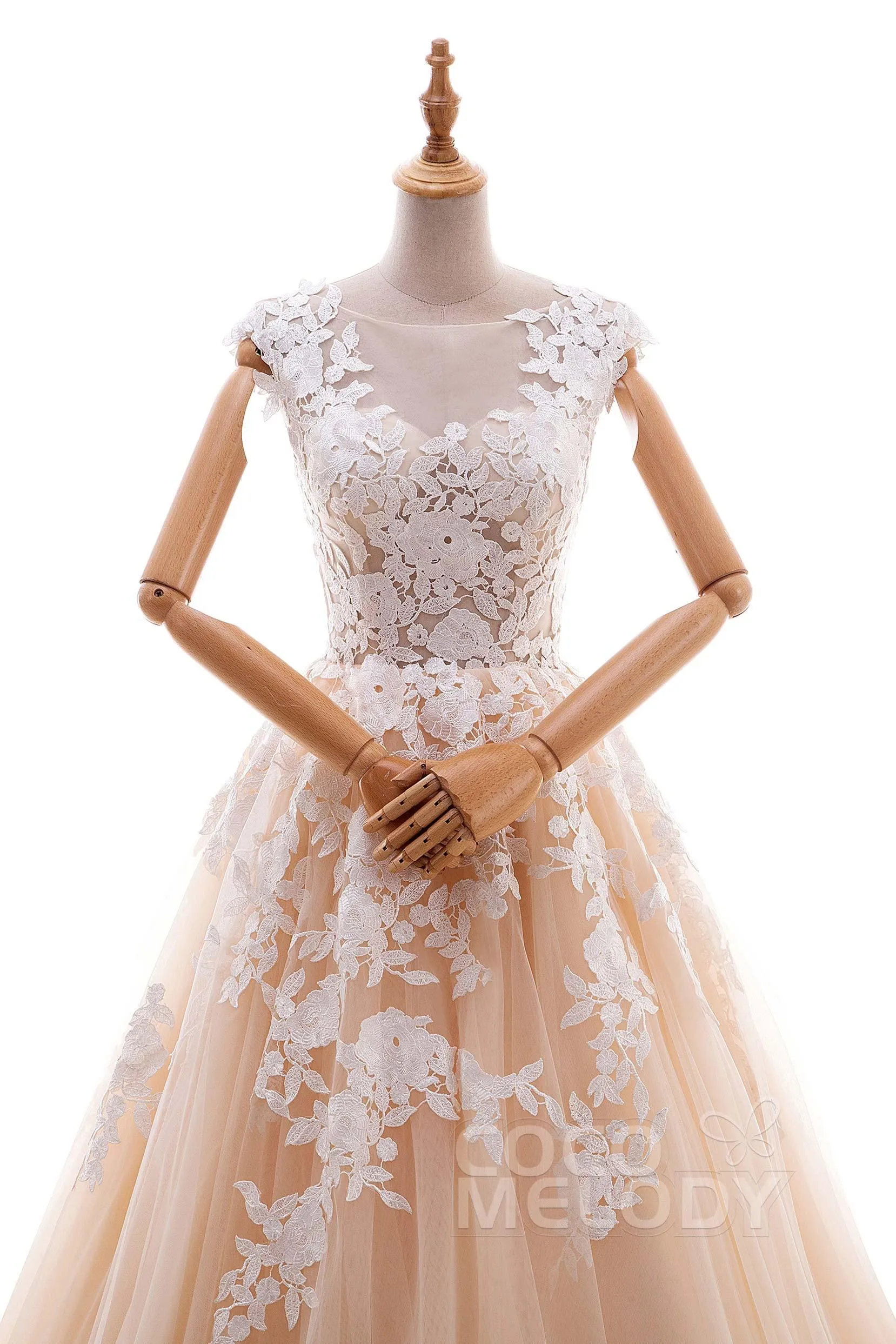 A-Line Cathedral Train Tulle and Lace Wedding Dress LD4534