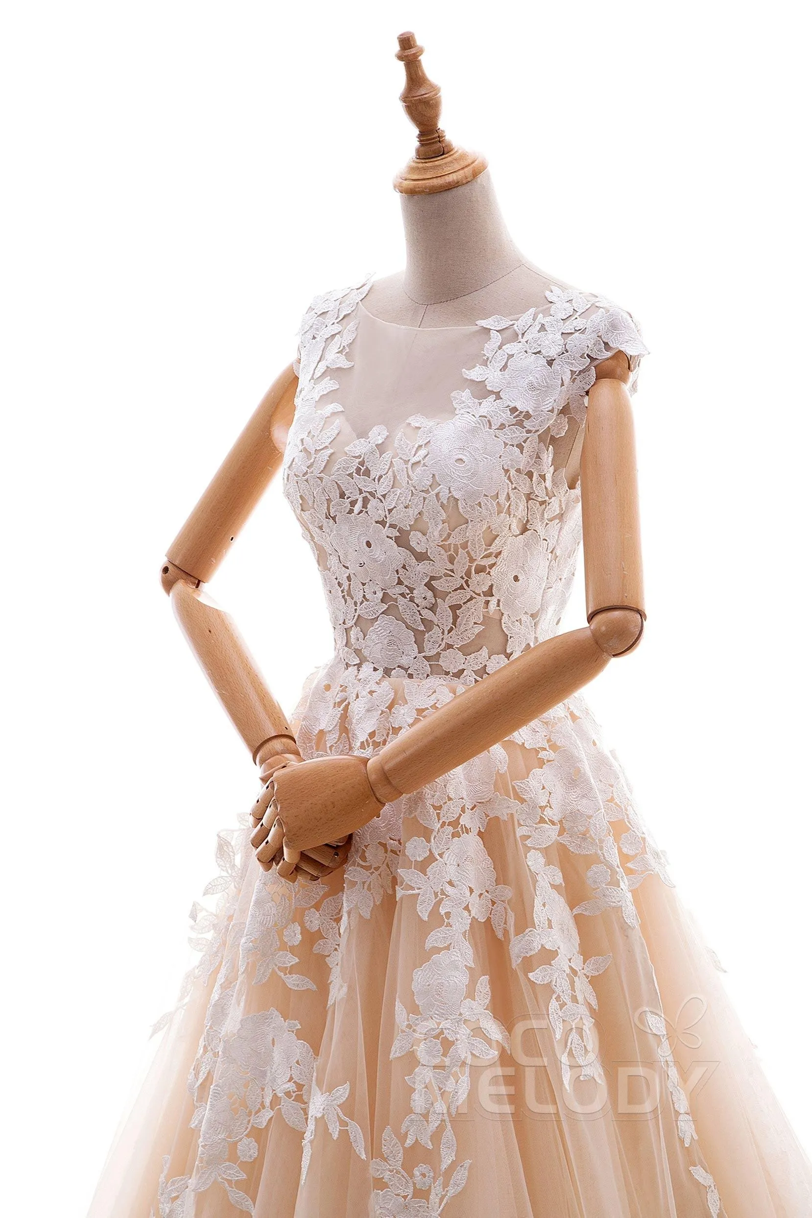 A-Line Cathedral Train Tulle and Lace Wedding Dress LD4534