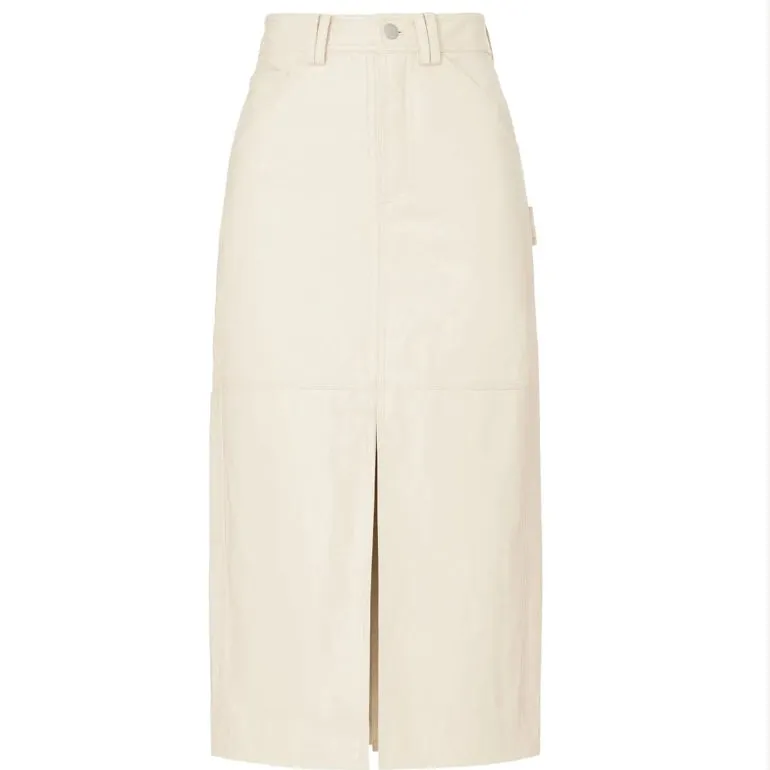 A.L.C Alden Faux Leather Skirt Cream Size 12
