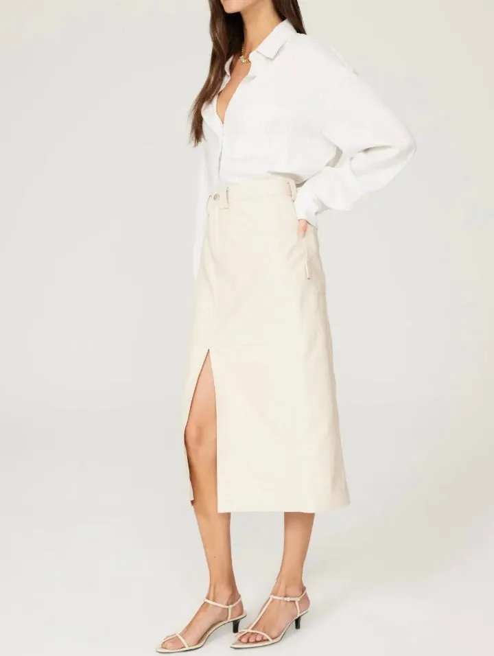 A.L.C Alden Faux Leather Skirt Cream Size 12