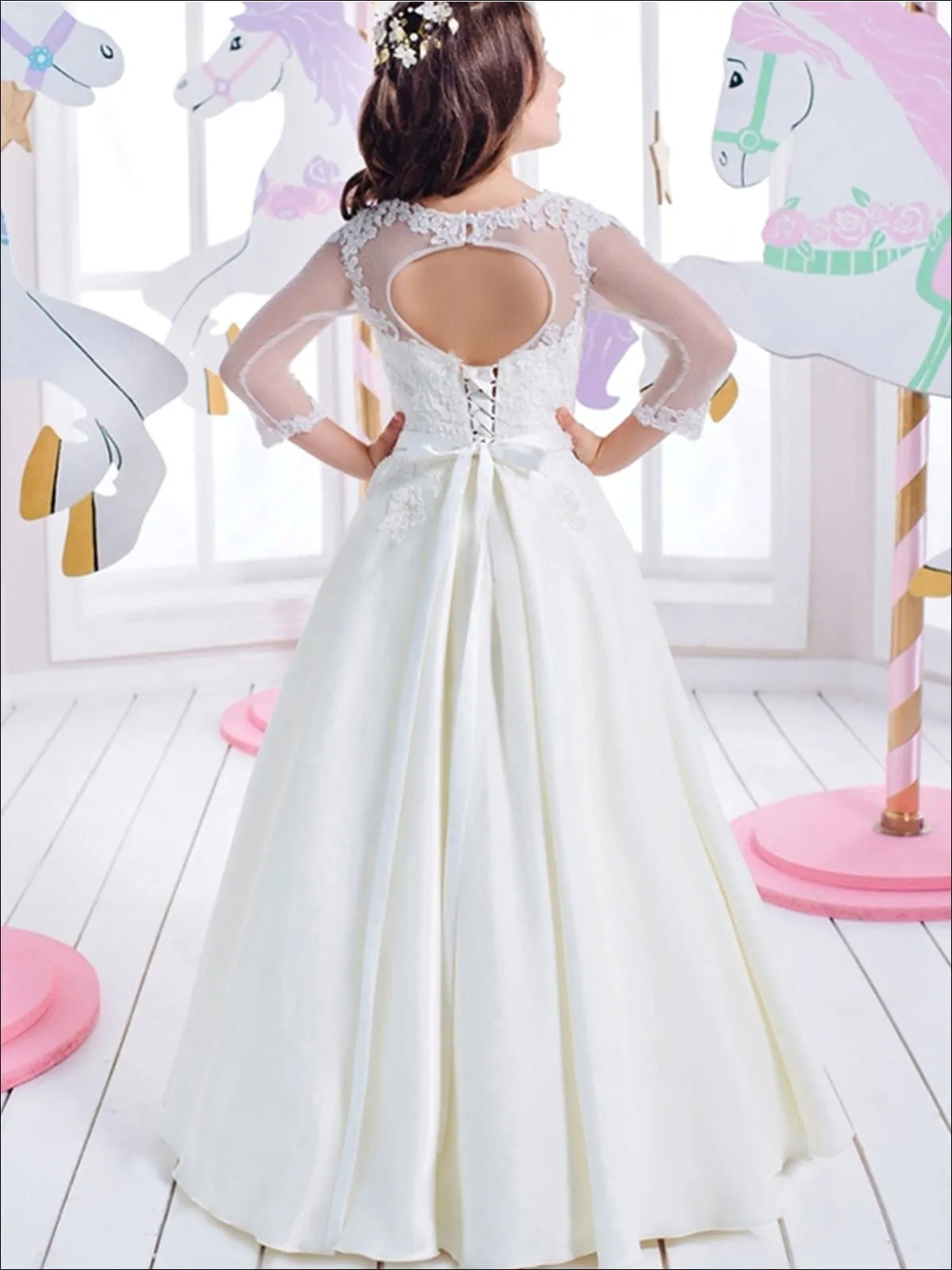 Angelic Ways Lace Sleeve Communion Gown