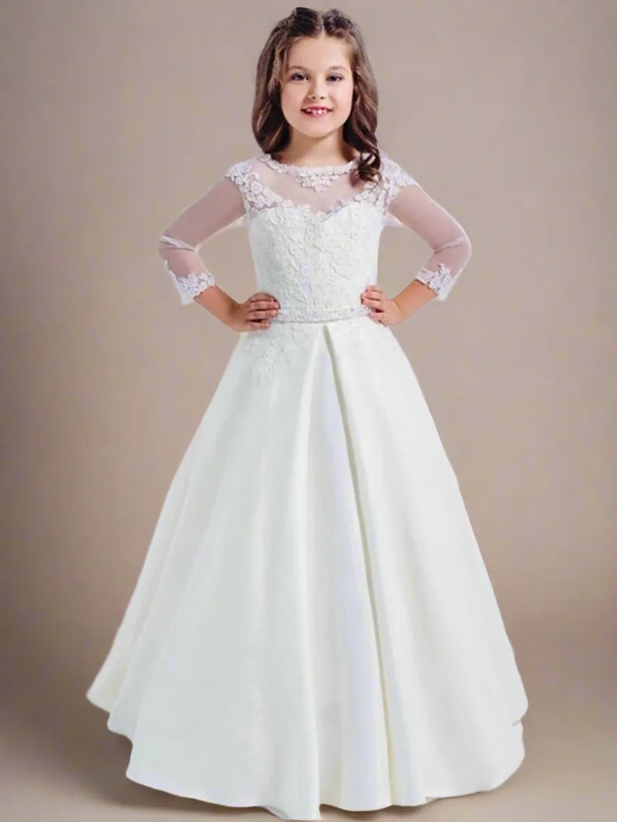 Angelic Ways Lace Sleeve Communion Gown