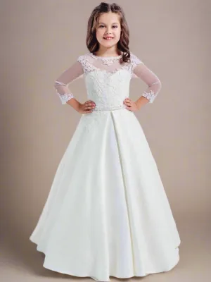 Angelic Ways Lace Sleeve Communion Gown