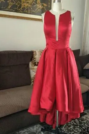 Anneprom A-line Asymmetrical Prom Drsess Red Homecoming Dresses APH0079