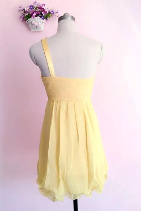 Anneprom A-line One-shoulder Short Bridesmaid Dresses Prom Gowns Dress APH0044