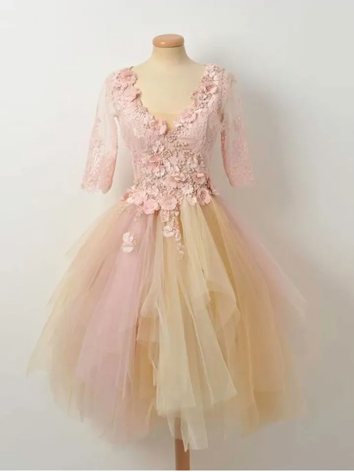 Anneprom A-line Short Prom Drsess Appliques Homecoming Dresses APH0094