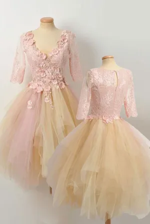Anneprom A-line Short Prom Drsess Appliques Homecoming Dresses APH0094