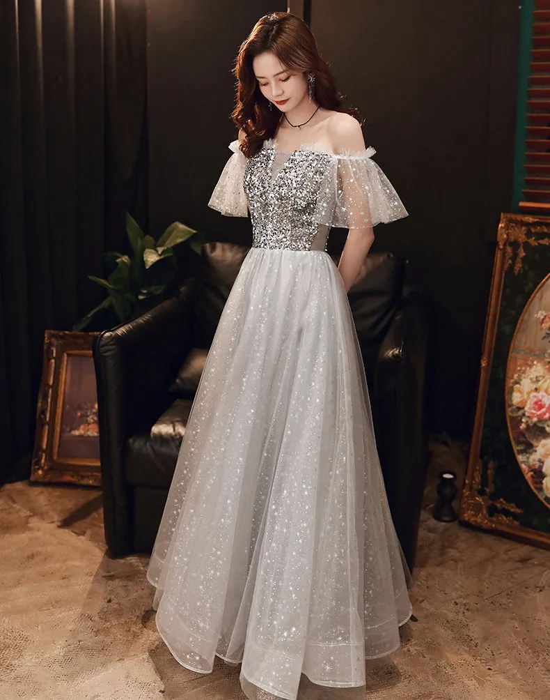 Anneprom Gray sequins short prom dress evening dress APP0277