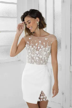 Anneprom Perfect White Short Bridal Party Dress Lace Homecoming Dress APH0176