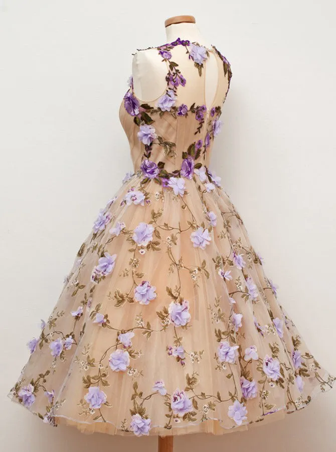 Anneprom Sheer Sweetheart Floral Homecoming Dress APH0076