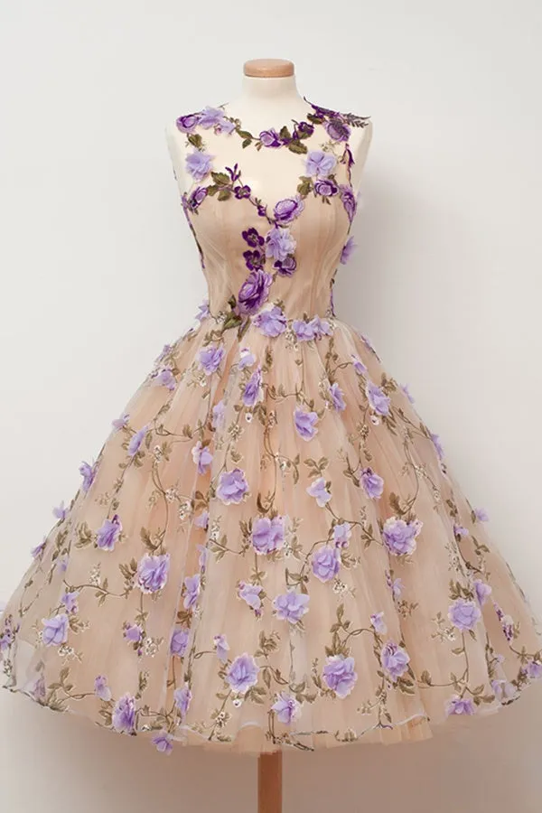 Anneprom Sheer Sweetheart Floral Homecoming Dress APH0076