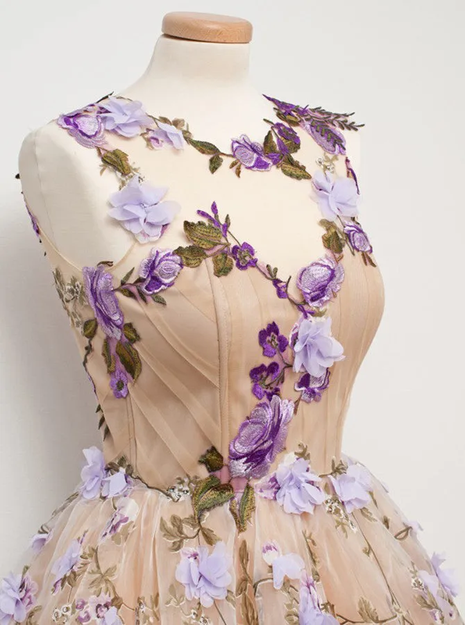 Anneprom Sheer Sweetheart Floral Homecoming Dress APH0076