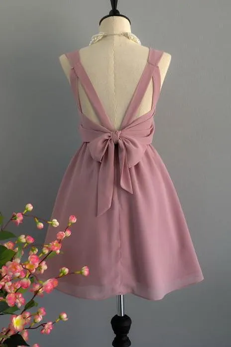 Anneprom Simple A Line Chiffon Short Homecoming Dresses,Graduation Dresses APP0329