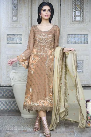 Beautiful Pakistani brown chiffon dress for party # P2295