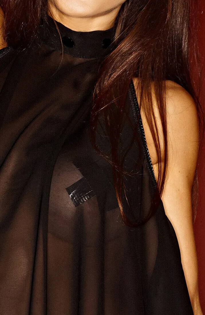 Black chiffon chemise with chain - Saturday Morning