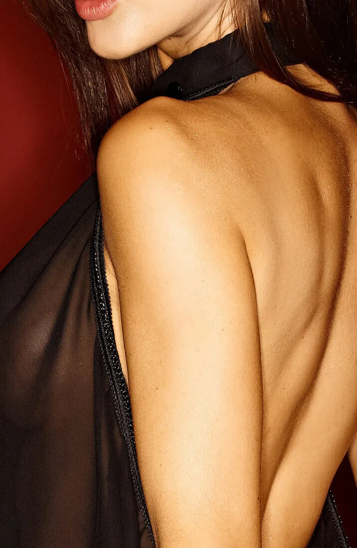 Black chiffon chemise with chain - Saturday Morning