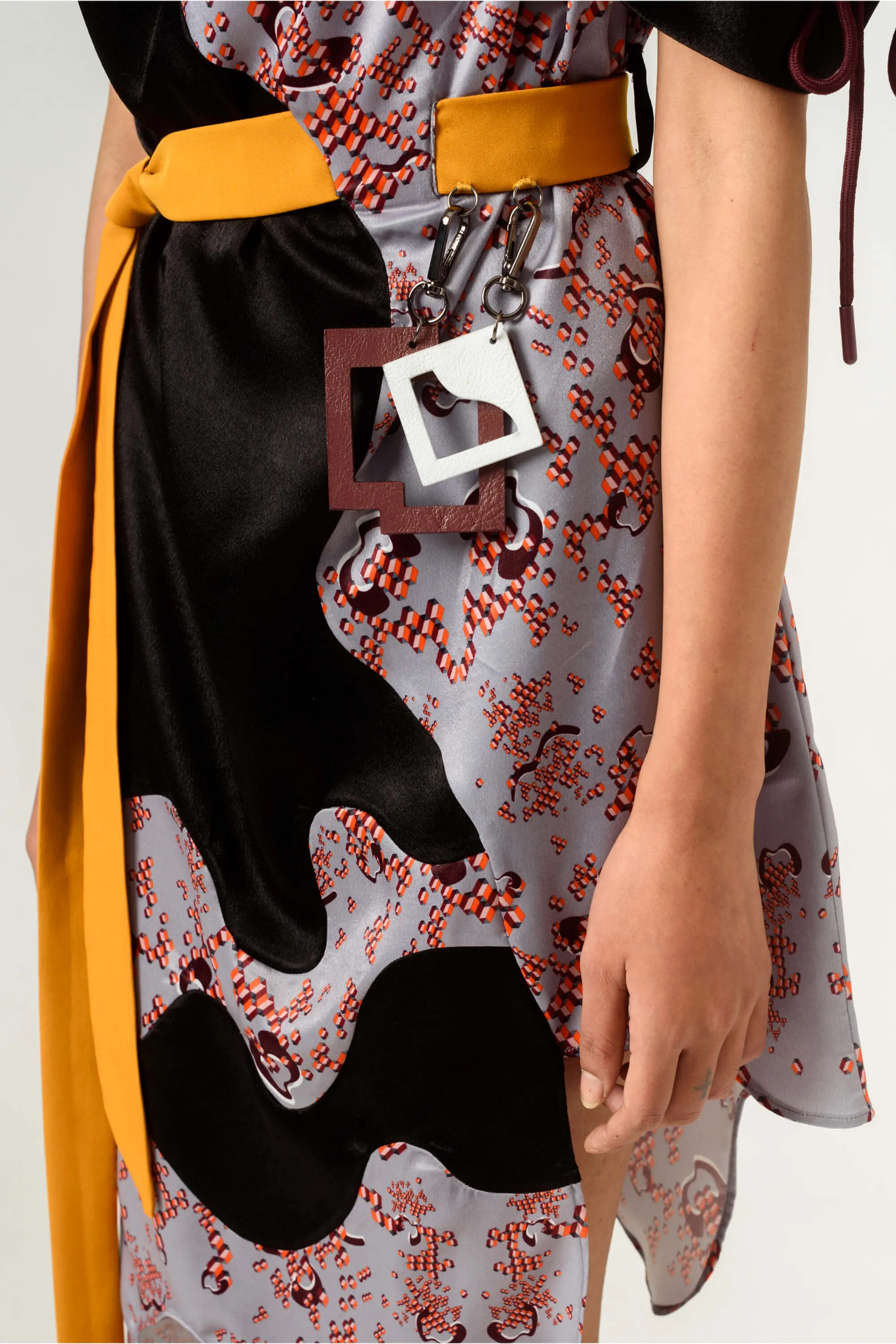 Black printed high low dress