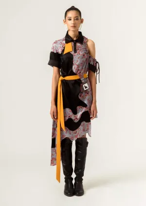 Black printed high low dress