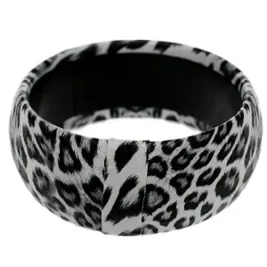Black White Spotted Cheetah Bangle Bracelet