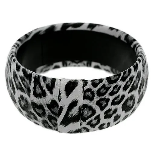 Black White Spotted Cheetah Bangle Bracelet