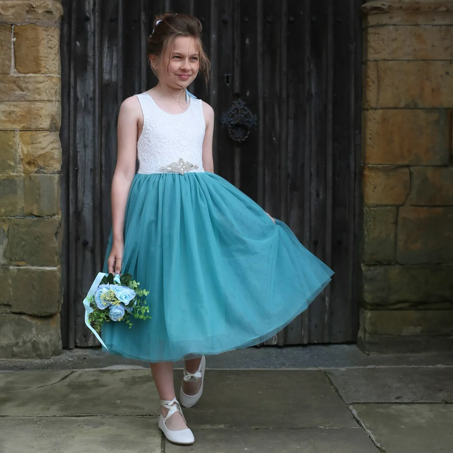Bohemian Classic Dress - Teal Tea Length