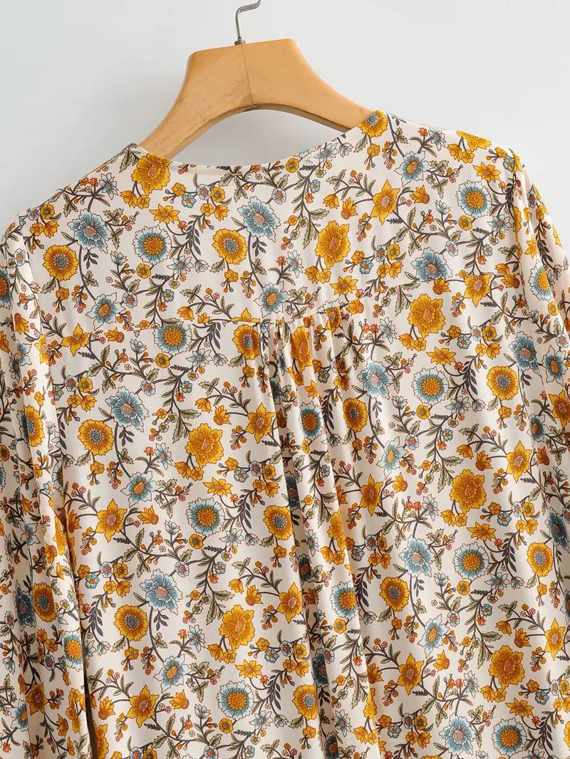 Boho Bohemia V-neck Single-breasted Ruffled Floral Mini Dresses
