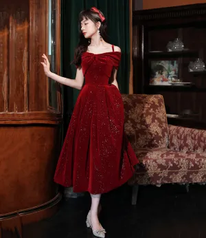 Burgundy velvet short prom Dresses homecoming Dresses