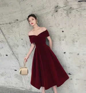 Burgundy velvet short prom Dresses homecoming Dresses