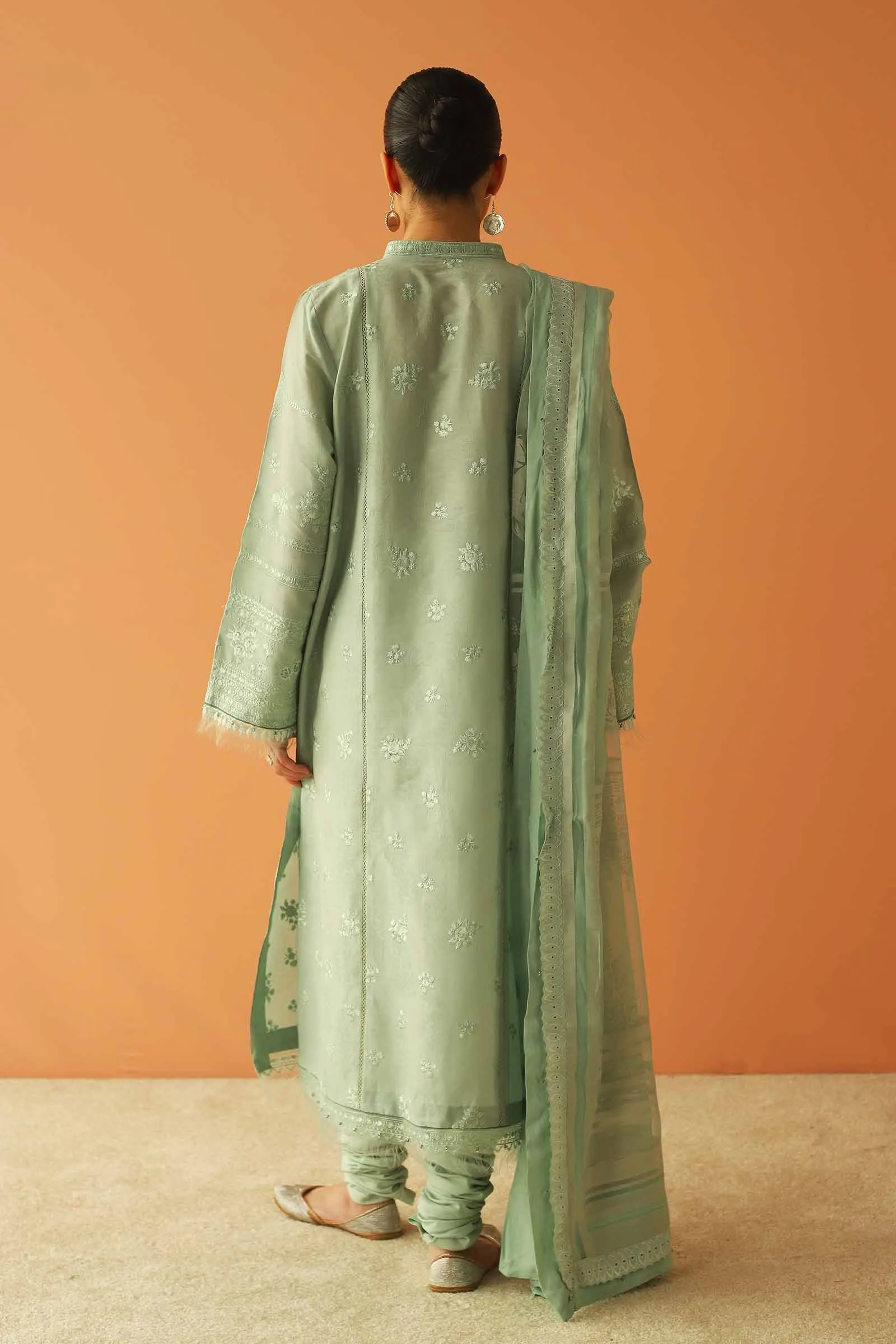 Celeste Blue Embroidered Pakistani Kameez Salwar Party Dress