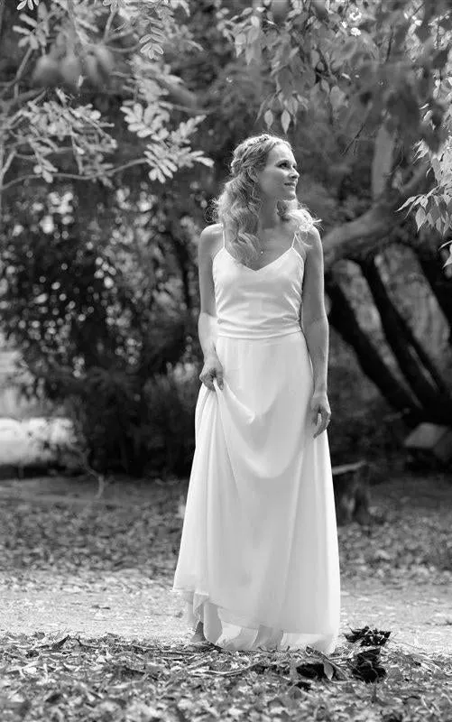 Chiffon A-Line Bohemian Style Long Dress With Spaghetti Straps-ET_710999