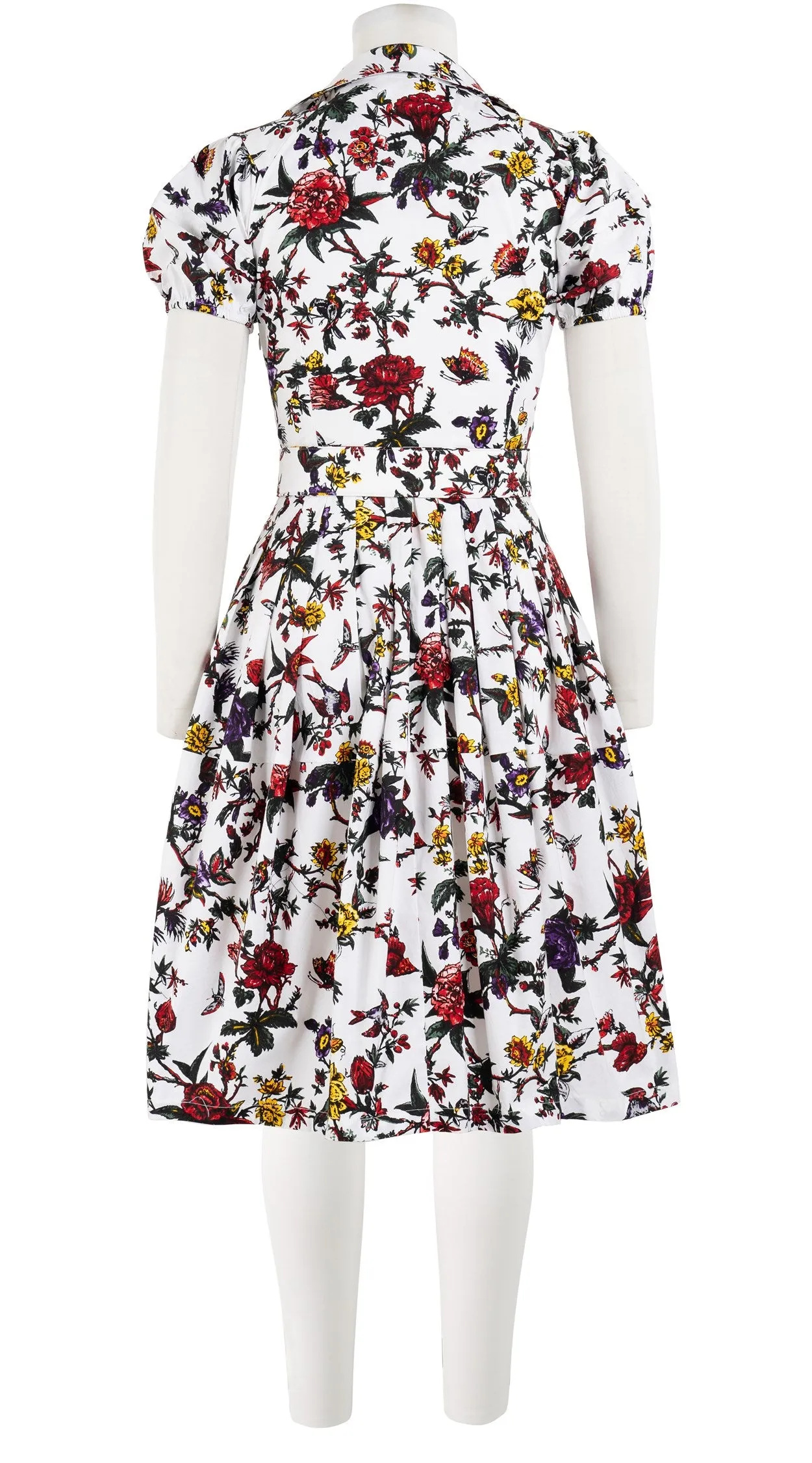 Claire Dress Shirt Collar Short Puff Sleeve Cotton Stretch (Jardin Botanic)