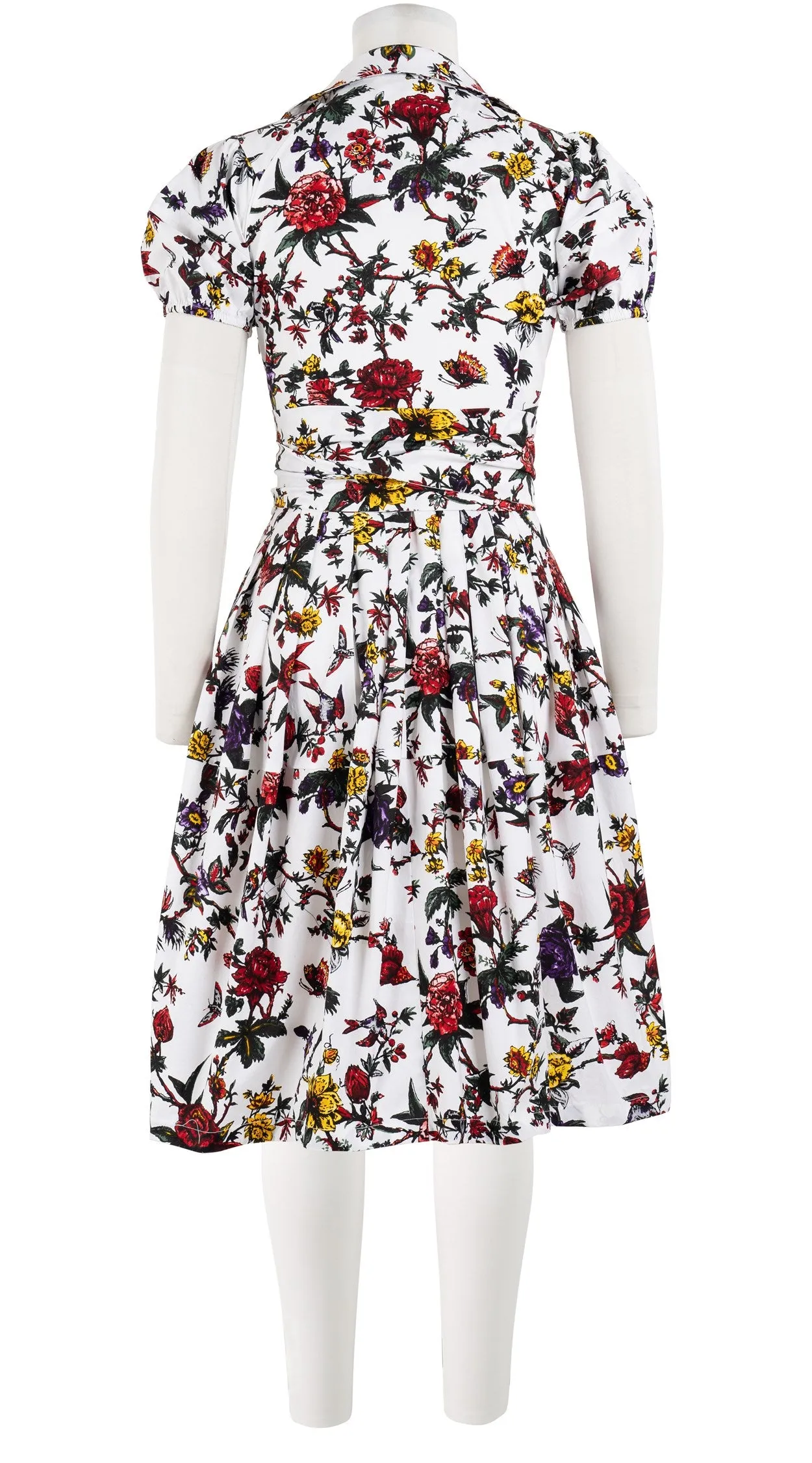 Claire Dress Shirt Collar Short Puff Sleeve Cotton Stretch (Jardin Botanic)