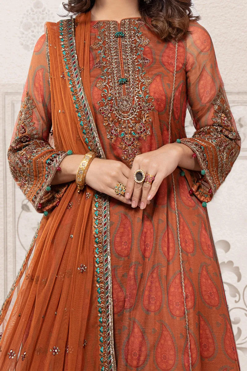 Classic Dusty Peach Shade Pakistani Party Dress in Short Frock Style