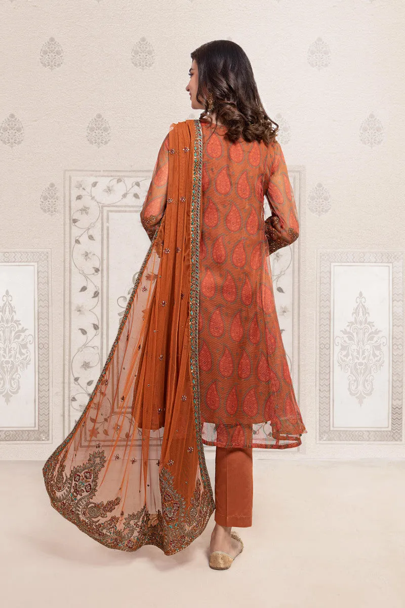 Classic Dusty Peach Shade Pakistani Party Dress in Short Frock Style
