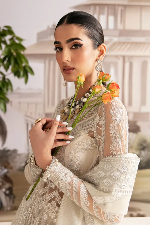 Classic Embroidered Pakistani Wedding Wear Off White Pishwas Frock