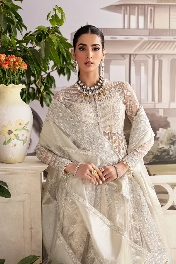 Classic Embroidered Pakistani Wedding Wear Off White Pishwas Frock