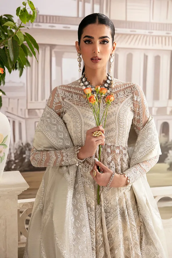 Classic Embroidered Pakistani Wedding Wear Off White Pishwas Frock