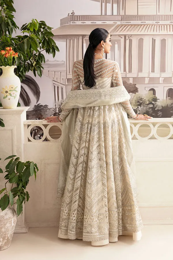Classic Embroidered Pakistani Wedding Wear Off White Pishwas Frock