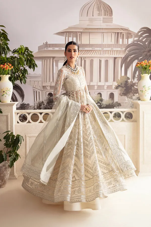 Classic Embroidered Pakistani Wedding Wear Off White Pishwas Frock