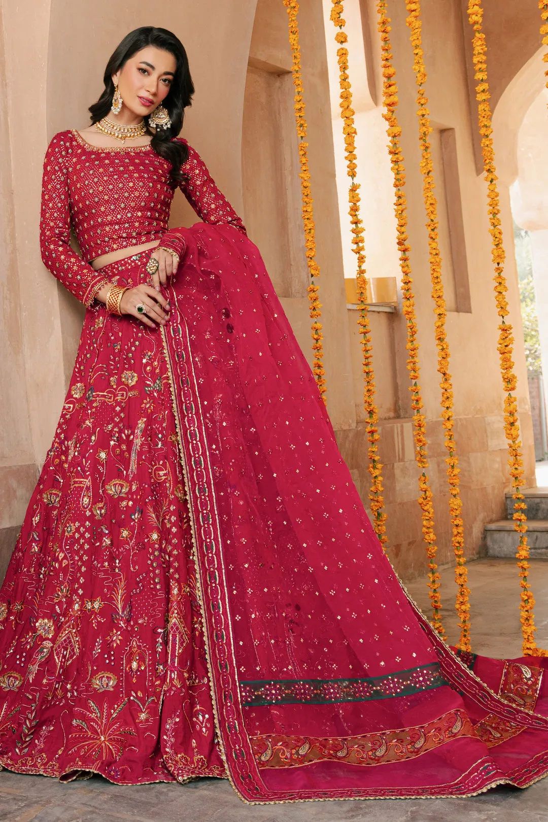 Classic Hot Pink Heavily Embellished Pakistani Wedding Lehenga Choli