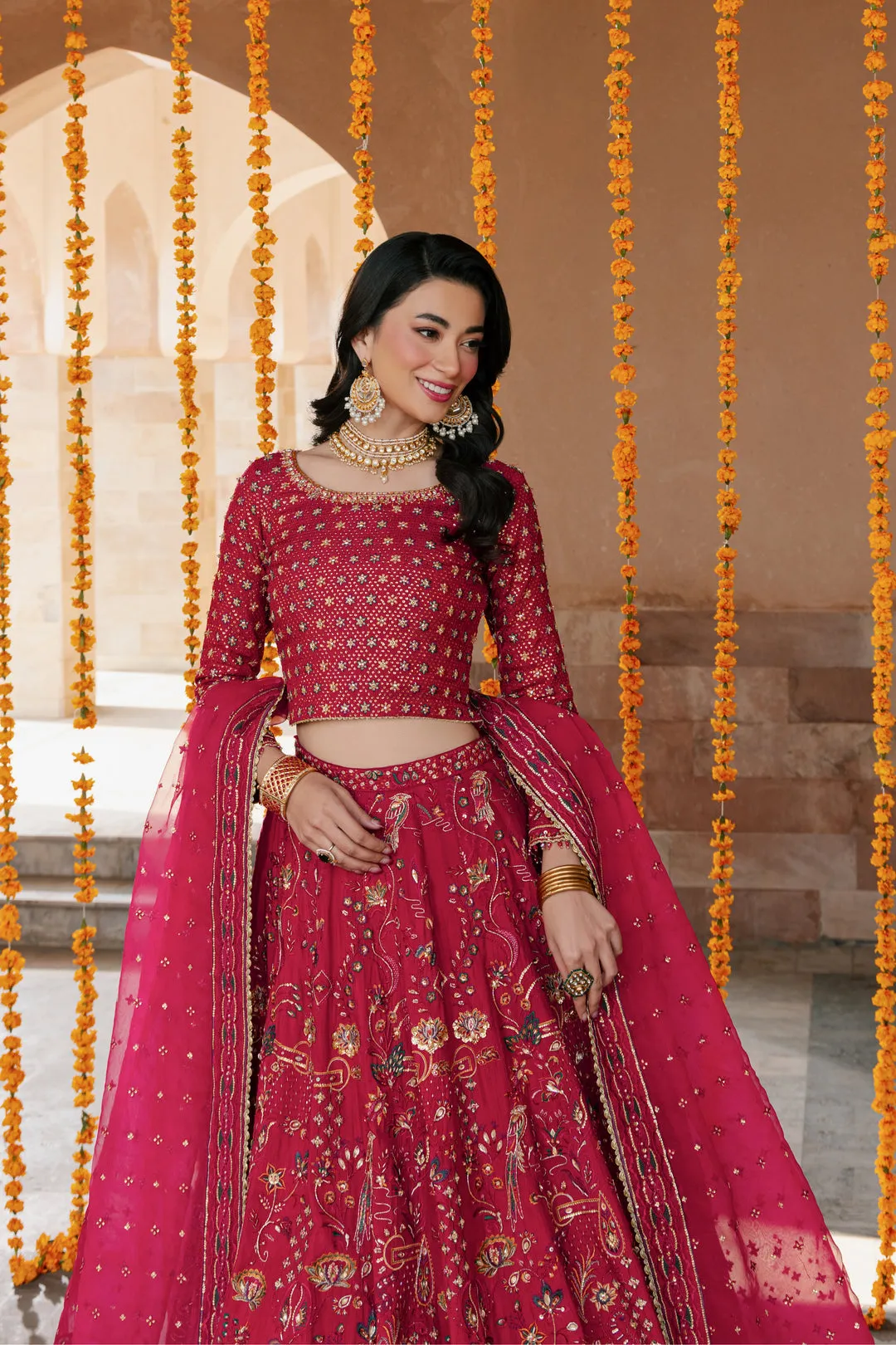 Classic Hot Pink Heavily Embellished Pakistani Wedding Lehenga Choli