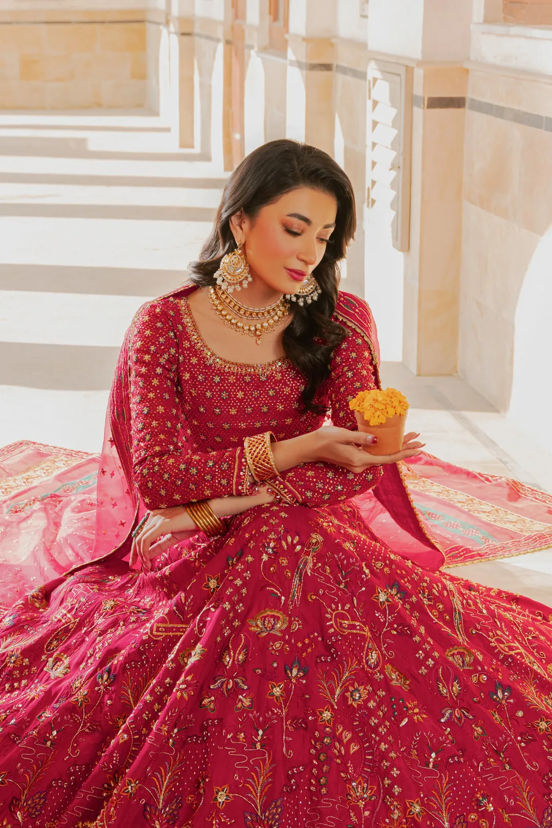 Classic Hot Pink Heavily Embellished Pakistani Wedding Lehenga Choli