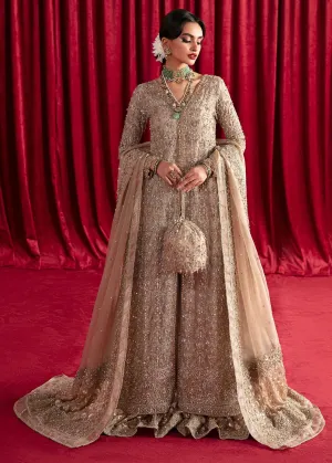 Classic Nude Embroidered Gharara Kameez Style Pakistani Wedding Dress